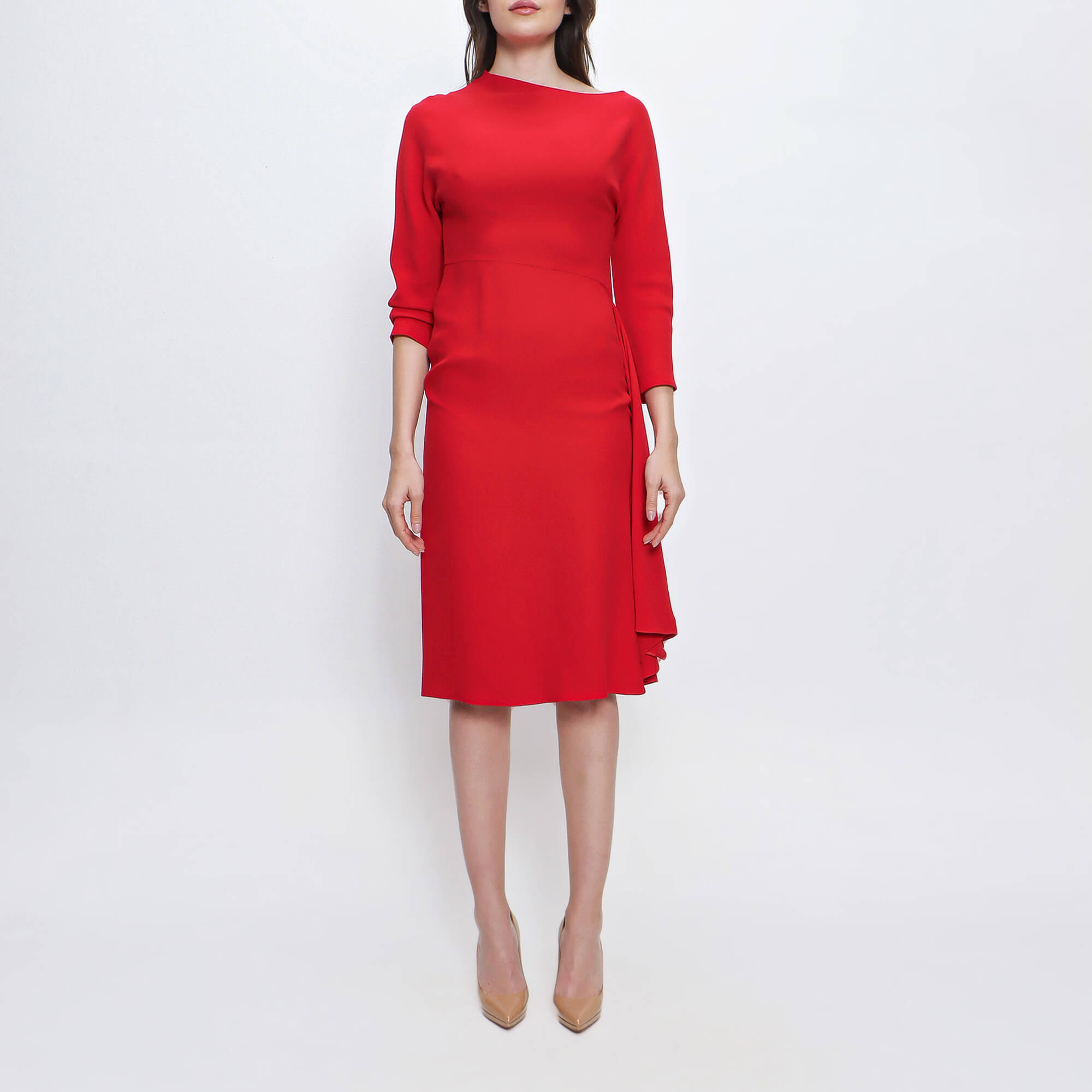 Valentino - Red Silk Midi Dress